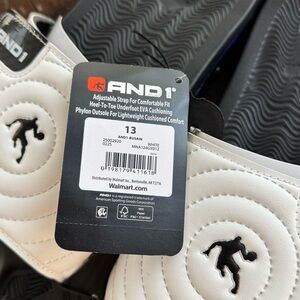 AND1 Men’s Athletic Adjustable Swirl Slide Sandals White Black Size 13 BeachPool